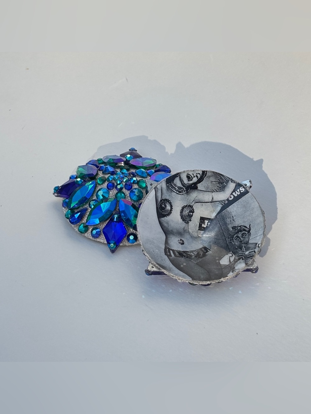 Blue-Green Rhinestone Reusable Pasties - Picture 3 of 8
